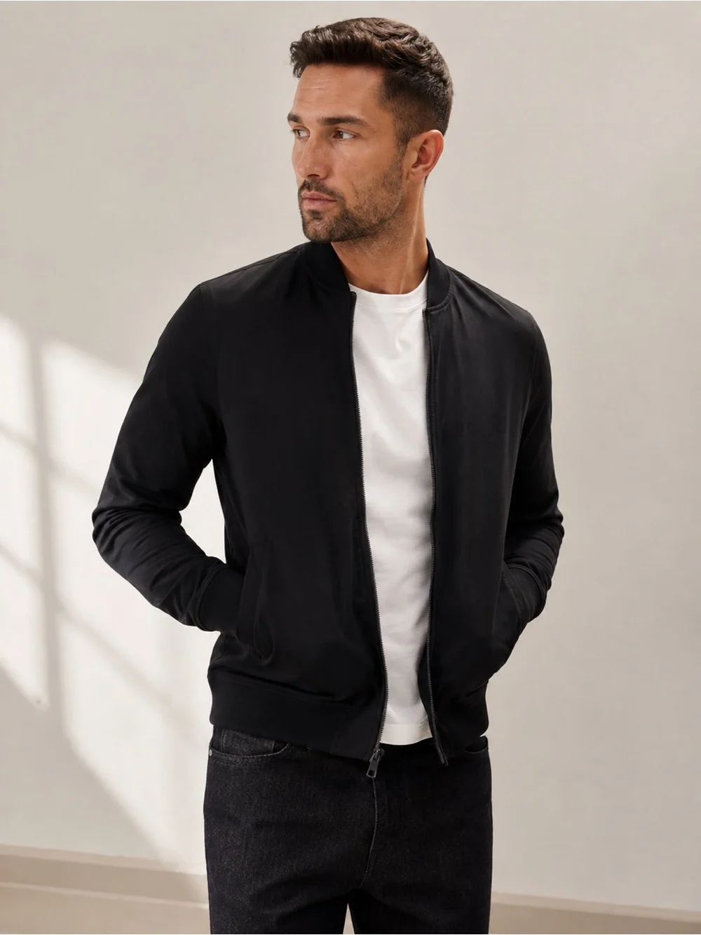 Banana Republic Factory Cotton Luxe Touch Black Bomber Jacket Men’s Medium